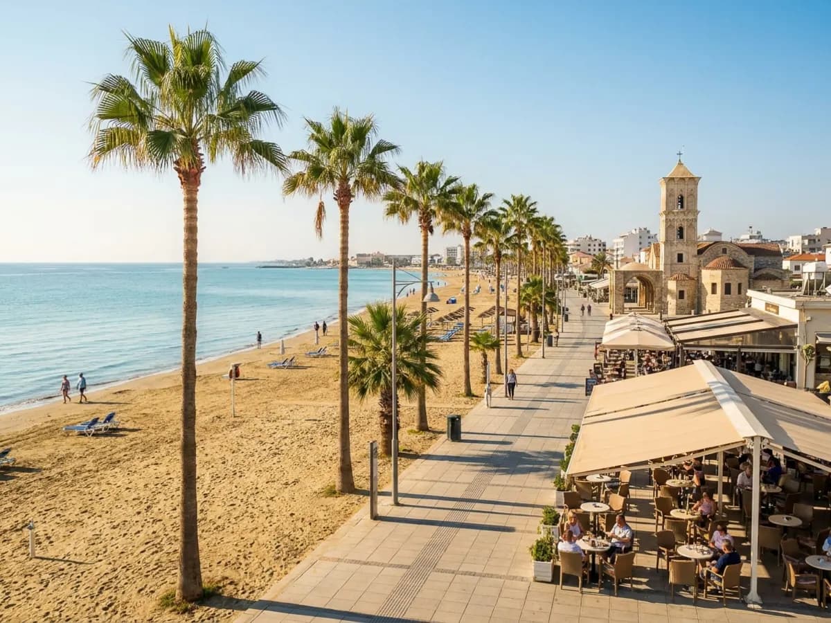 Palm trees on the Larnaca seafront promenade