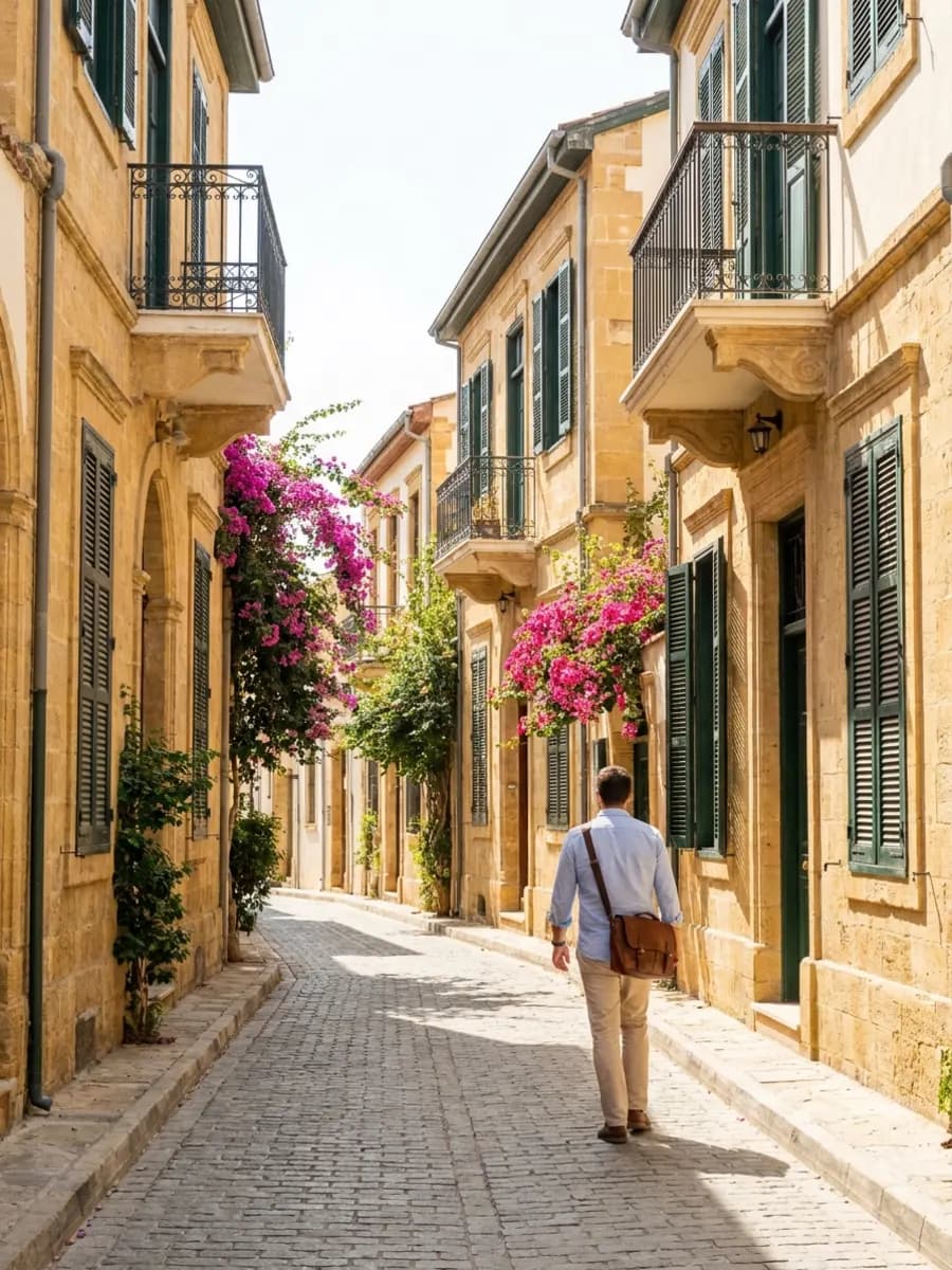 A limestone street in old Nicosia
