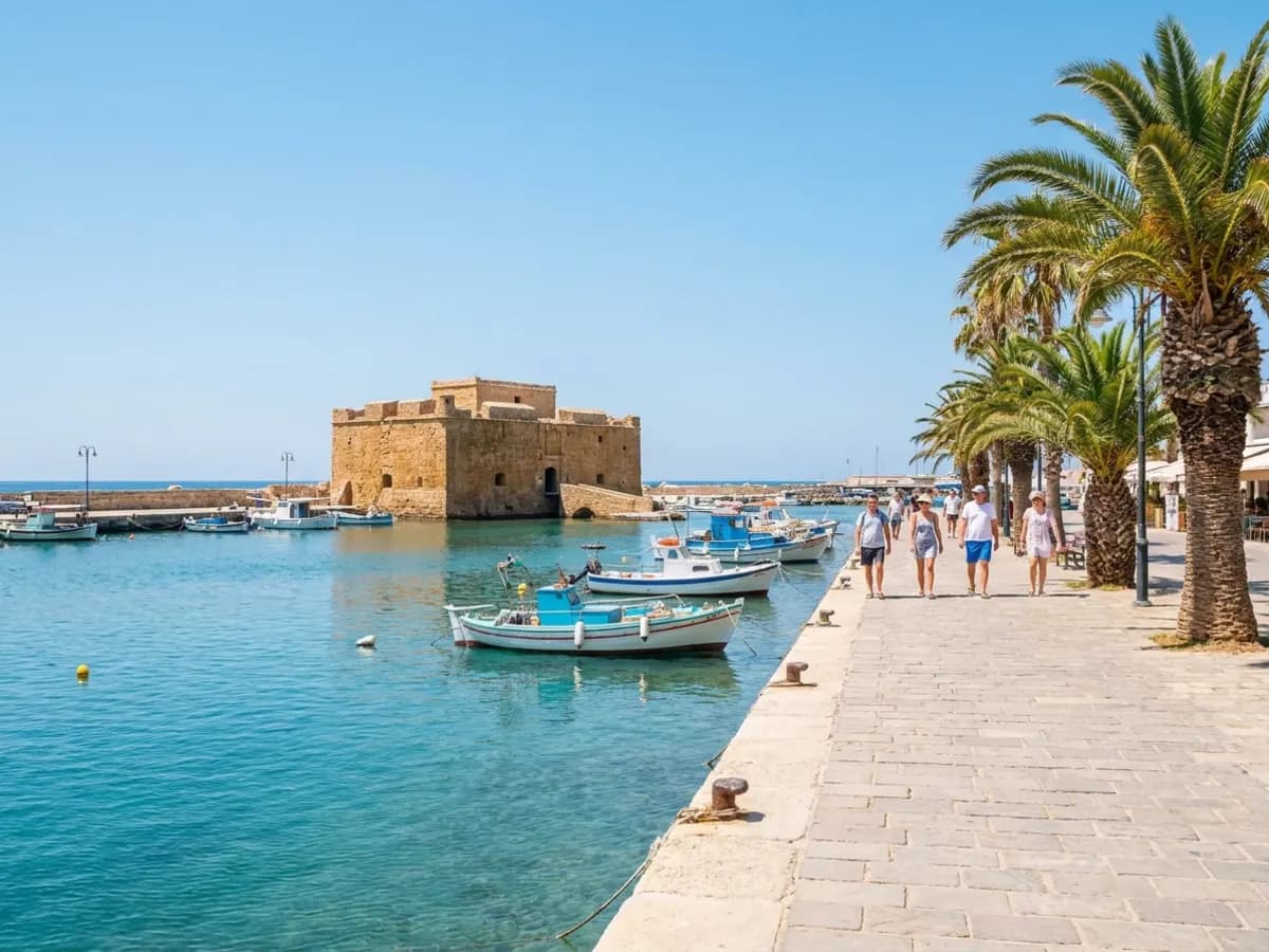 Paphos harbour with the medieval fort